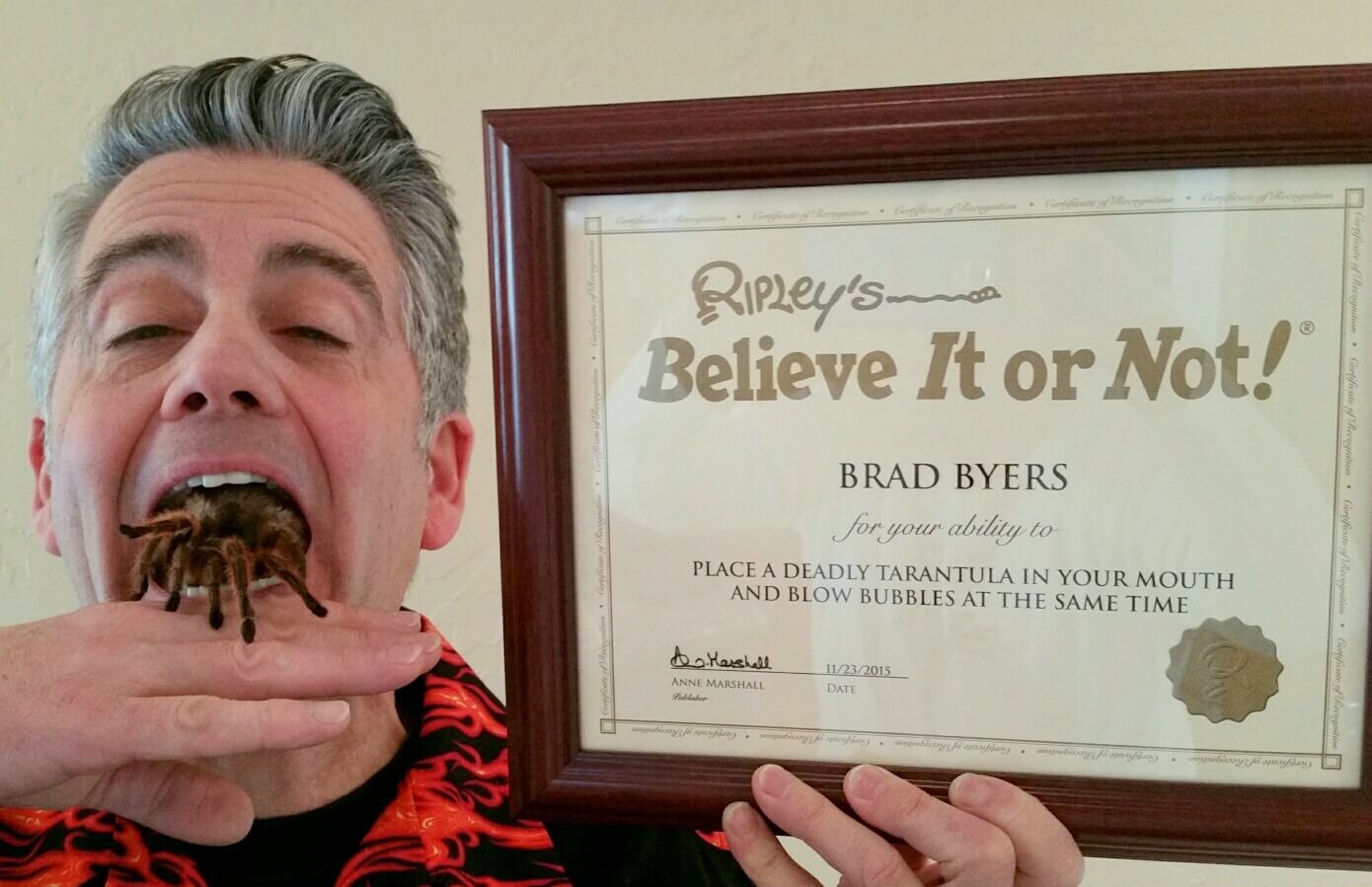 Ripley's Believe It Or Not Brad Byers Tarantula in Mouth